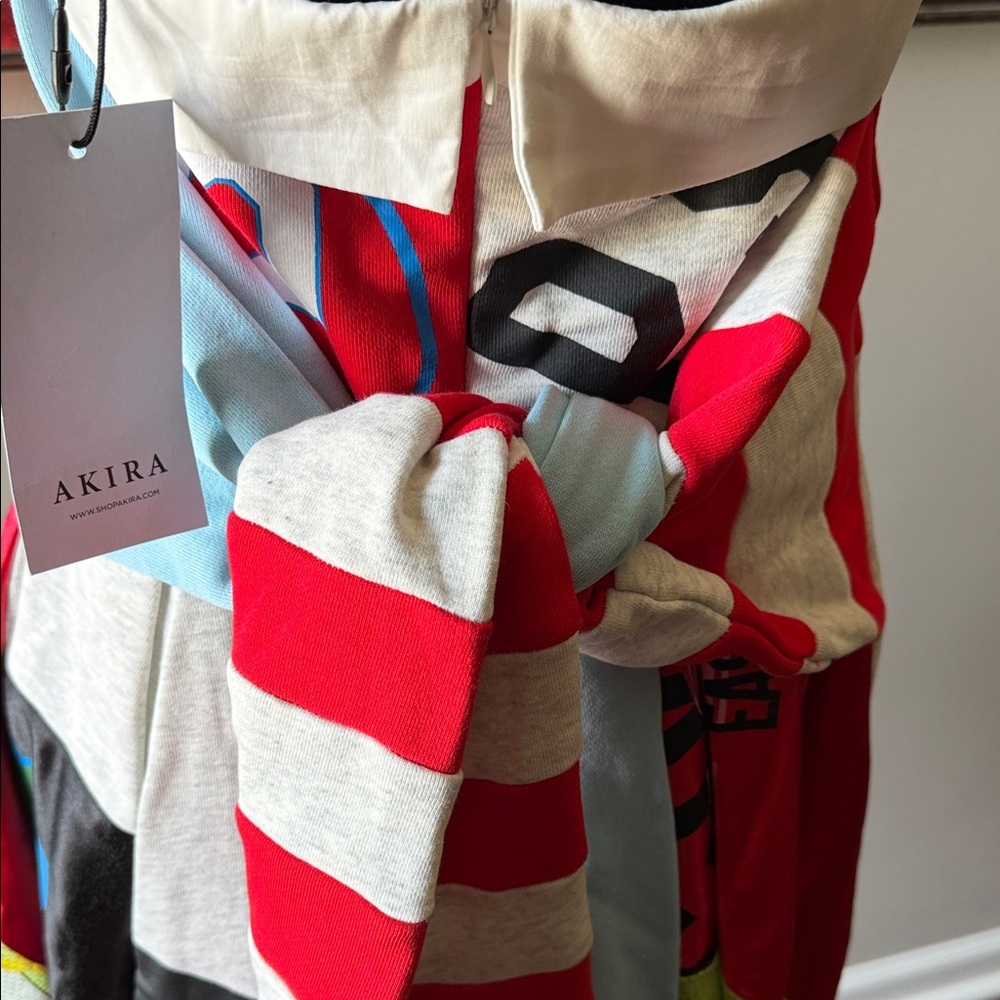 AKIRA Multicolor Patchwork High-Low Skirt with Red Panels - Picture 11 of 14